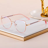 High quality pink fashion trend metal anti-blue light glasses frame cat eye metal frame glasses