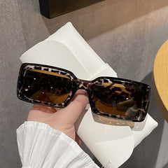 Custom logo square rectangle sunglasses leopard print pink frame sunglasses