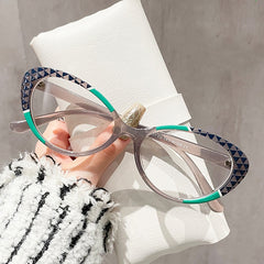 Fashion Cat eye anti-blue light glasses new elliptical fashion flat lens full star glasses
