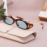 New style fashion leopard print sunglasses metal frame vintage uv400 small oval sunglasses