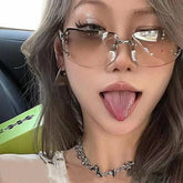 New style rimless luxury sunglasses gradient colorful ins trend women sunglasses