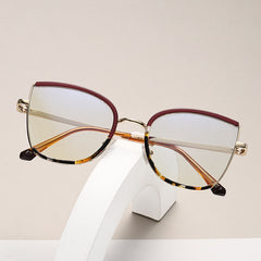 High quality cat eye metal frame glasses leopard print photochromism glasses