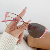 High quality cat eye photochromism pink frame glasses anti blue light glasses