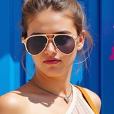 Luxury double bridge sunglasses black lens metal high quality uv400 outdoor sunglasses