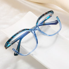 Custom logo oversized leopard print glasses anti blue light acetate computer glasses