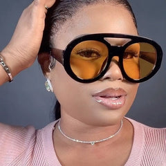 Custom logo uv400 gradient colorful sunglasses round frame double bridge sunglasses