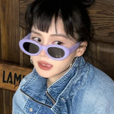 Custom logo small oval frame sunglasses tortoise shell frame sunglasses