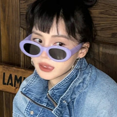 Custom logo small oval frame sunglasses tortoise shell frame sunglasses