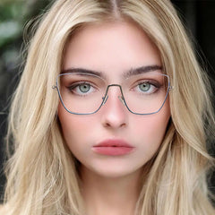 New style metal half frame glass ins wind trend female optical candy color anti-blue glasses