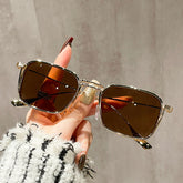 New fashion square vintage brown lens sunglasses metal frame sunglasses