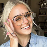 Fashion new double bridge thin female anti-blue glasses candy-colored flat light mirror can be matched