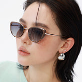 Custom logo metal frame sunglasses cat eye fashion uv400 sunglasses