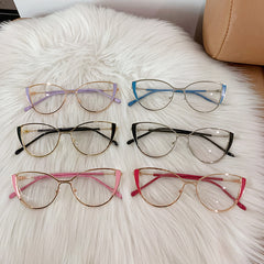 High quality cat eye photochromism pink frame glasses anti blue light glasses