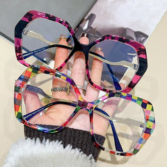 Wholesale high quality oversized glasses colorful print anti blue light glasses
