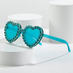 New sunglasses personality love diamond-set glasses fashion heart sunglasses woman