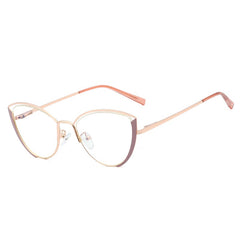 Trend new metal fashion flat mirror female glasses cat eye fashion anti-blue light glasses