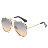 High quality gradient colorful sunglasses double bridge metal frame sunglasses