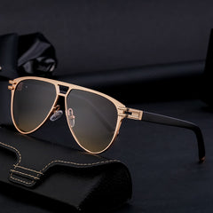 Luxury double bridge sunglasses black lens metal high quality uv400 outdoor sunglasses