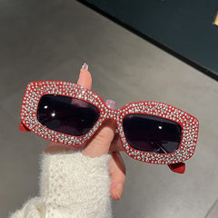 New fashion Diamond ins sunglasses uv400 party rectangle leopard print sunglasses