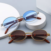 New style rimless frame fashion retro double bridge sunglasses leopard legs sunglasses