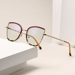 High quality cat eye metal frame glasses leopard print photochromism glasses