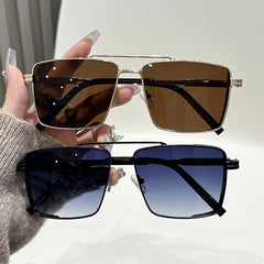 New fashion double bridge rimless sunglasses gradient colorful sunglasses