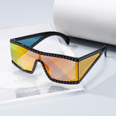 One-piece square frame riveted sunglasses fashion UV400 protection sunglasses