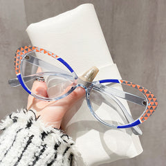 Fashion Cat eye anti-blue light glasses new elliptical fashion flat lens full star glasses