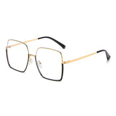 Color-changing anti-blue glasses women trend fashion large frame metal flat lens ins glasses frame