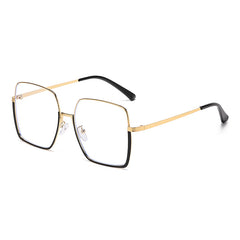 Color-changing anti-blue glasses women trend fashion large frame metal flat lens ins glasses frame
