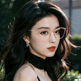 New fashion metal glasses designer cat eye anti blue light pink frame glasses