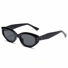 High quality rivet fashion style sunglasses small oval uv400 cat eye ins sunglasses for ladies