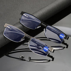 New metal square frame comfortable anti-blue light glasses Fashion reading men reading glasses