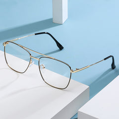 Fashion new photochromism anti-blue glasses retro metal double bridge glasses trend glasses