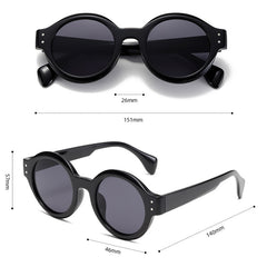 Retro rivet round frame sunglasses vintage fashion trend UV protection sunglasses