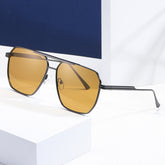 High quality double bridge yellow lens sunglasses metal frame yellow lens sunglasses