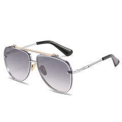 High quality gradient colorful sunglasses double bridge metal frame sunglasses