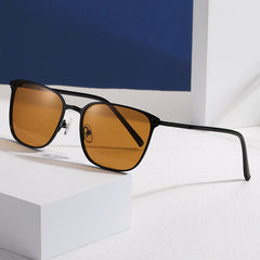 High quality orange lens acetate sunglasses polarized tawny retro-frame metal sunglasses