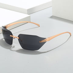 New rimless sunglasses personality men and women bending film fashion trend sunglasses