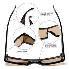 One-piece square frame riveted sunglasses fashion UV400 protection sunglasses