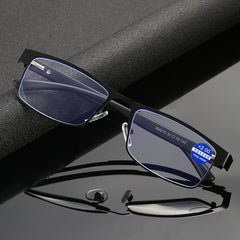 New metal square frame comfortable anti-blue light glasses Fashion reading men reading glasses