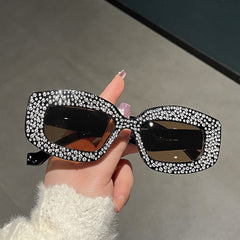 New fashion Diamond ins sunglasses uv400 party rectangle leopard print sunglasses