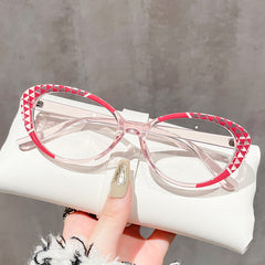Fashion Cat eye anti-blue light glasses new elliptical fashion flat lens full star glasses