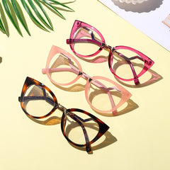 High quality anti blue light glasses cat eye bend metal frames leopard print glasses frame