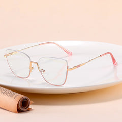 New style metal half frame glass ins wind trend female optical candy color anti-blue glasses