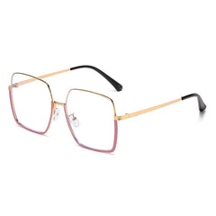 Color-changing anti-blue glasses women trend fashion large frame metal flat lens ins glasses frame
