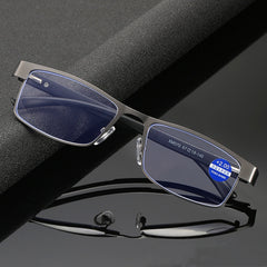 New metal square frame comfortable anti-blue light glasses Fashion reading men reading glasses