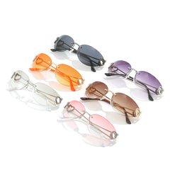 Personality double heart sunglasses ins red heart rimless metal sunglasses female