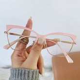 New style fashion cat eye glasses anti blue light pink metal frame glasses
