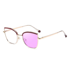 High quality cat eye metal frame glasses leopard print photochromism glasses